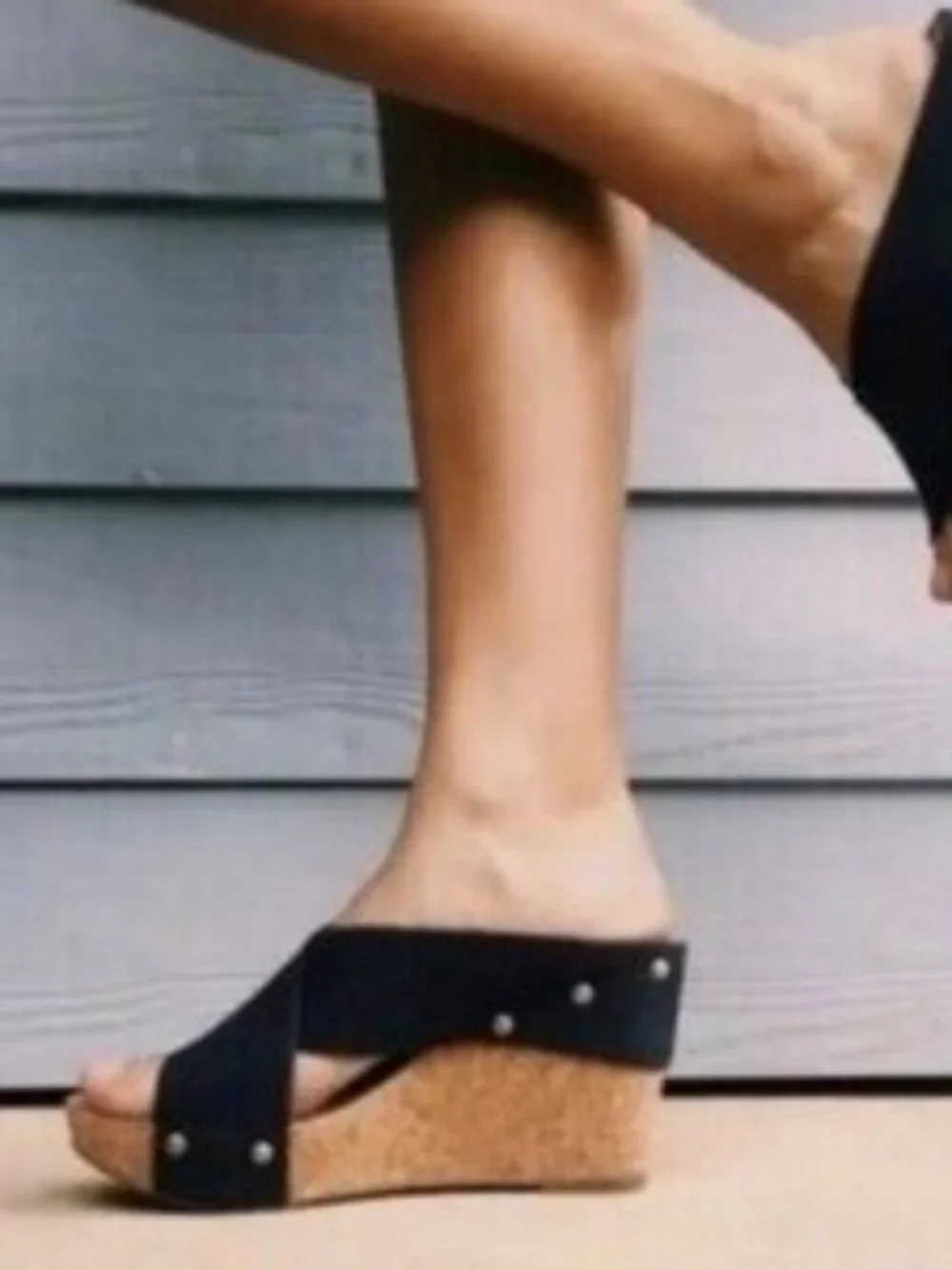LUCKY BRAND VEGAN MILLER CORK WEDGE SANDALS